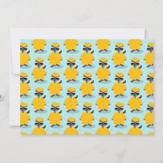 タヌキの黄青の卒業写真発表 招待状 (裏面)