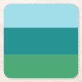 タネーガーターコイズ、ティール(緑がかった色)ブルー、ケリーグリーン水平面 スクエアペーパーコースター (正面)