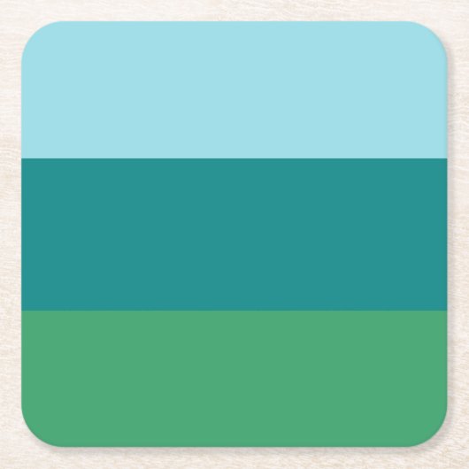 タネーガーターコイズ、ティール(緑がかった色)ブルー、ケリーグリーン水平面 スクエアペーパーコースター (正面)