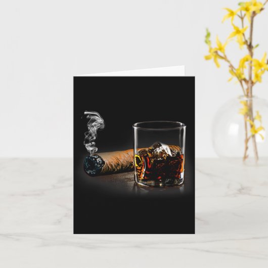 タバコとバーボン タバコバーが好きな人への素敵なギフト カード (黄色い花)