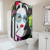 タバコと太陽のないカラフルポップ・アートのー シャワーカーテン (インサイチュ)