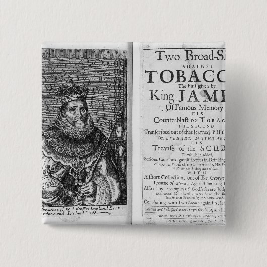 「タバコに対する2つの舷側 缶バッジ (正面)