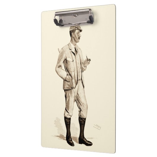 タバコの管およびブーツを持つヴィンテージのゴルファー クリップボード (左)