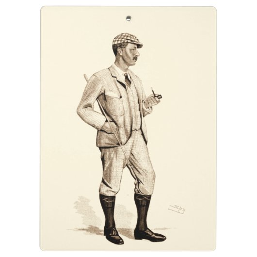 タバコの管およびブーツを持つヴィンテージのゴルファー クリップボード (裏面)