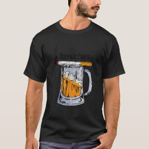 タバコを吸うタバコと朝食のビールを飲む Tシャツ