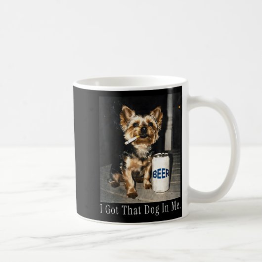 タバコを吸うヨーキー 笑える犬 コーヒーマグカップ (右)