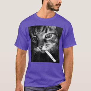 タバコを吸う子猫 ふざけた喫煙猫のミーム 馬鹿げたブレイン Tシャツ