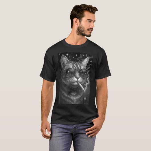 タバコを吸う子猫 楽しい 喫煙 猫 ミーム 馬鹿げた ブレイン Tシャツ (正面フル)