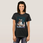 タバコを吸う子猫 楽しい 喫煙 猫 メーム 馬鹿げた脳 Tシャツ (正面フル)