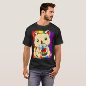 タバコを飲む猫LGBTQキュートかわいい子猫 Tシャツ (正面フル)