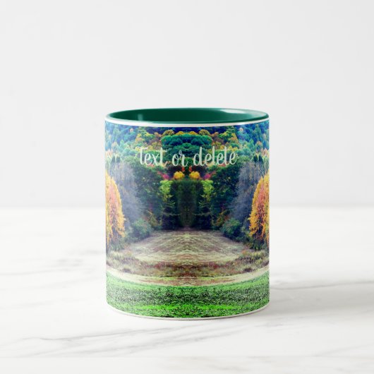 タバコバーン秋パーソナライズされた葉 ツートーンマグカップ (中央)