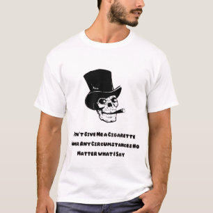 タバコ与えのスカルをおもしろい Tシャツ
