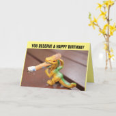 タバコ付ドラゴンお尻誕生日カード カード (黄色い花)