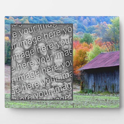 タバコ納屋の秋の葉あなたの写真を追加 フォトプラーク (正面)