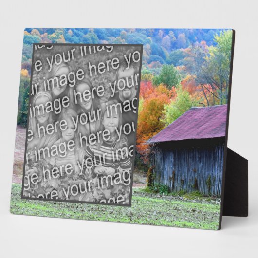 タバコ納屋の秋の葉あなたの写真を追加 フォトプラーク (側面)