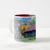 タバコ納屋の紅葉あなたの写真を追加 ツートーンマグカップ (正面左)