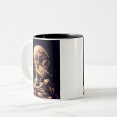 タバコ、ゴッホが付いているスカル ツートーンマグカップ (正面左)