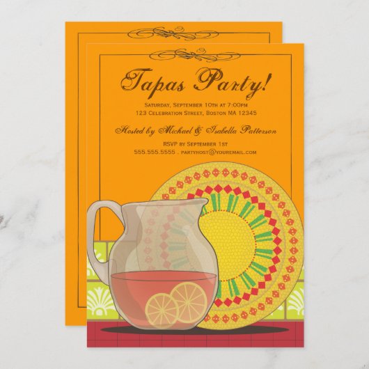 タパスパーティー!ハッピーフィエスタ招待状 招待状 (正面/裏面)