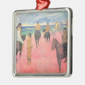 タヒチのビーチで馬のライダー(ポール・ゴーガン) メタルオーナメント (左)
