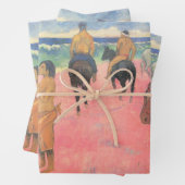 タヒチのビーチで馬のライダー(ポール・ゴーガン) ラッピングペーパーシート (インサイチュ)