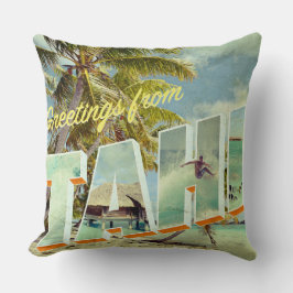 タヒチのヴィンテージの写真の郵便はがき クッション