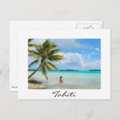 タヒチの白い葉書で手のひらの下に縁どいる人 ポストカード (正面/裏面)