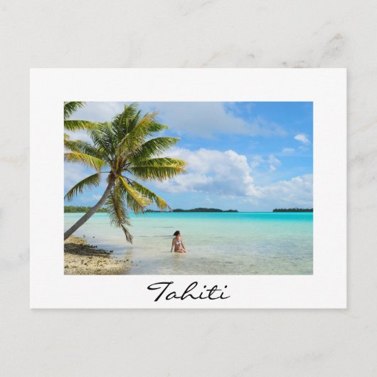 タヒチの白い葉書で手のひらの下に縁どいる人 ポストカード (正面)