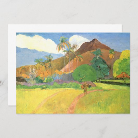 タヒチの風景、タヒチの山々、ポール・ゴーガン (正面/裏面)