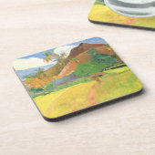 タヒチの風景、山タヒチ、ポール・ゴーギャン コースター (左側)