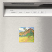 タヒチの風景、山タヒチ、ポール・ゴーギャン マグネット (インサイチュ (食洗機))