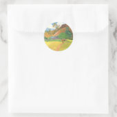 タヒチの風景、山タヒチ、ポール・ゴーギャン ラウンドシール (バッグ)