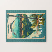 タヒチイラストレーショントラベルアートヴィンテージ ジグソーパズル (横)