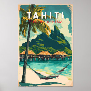 タヒチイラストレーショントラベルアートヴィンテージ ポスター