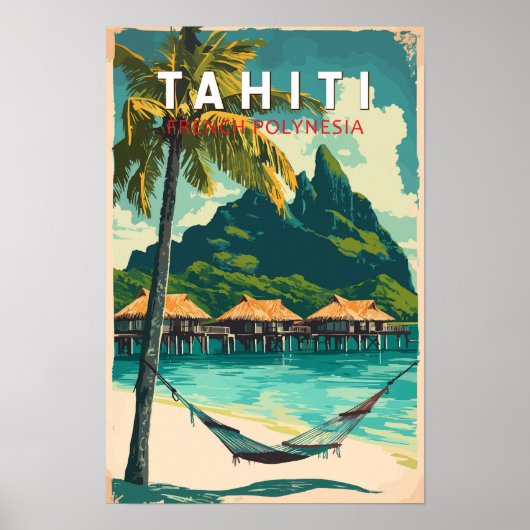 タヒチイラスト旅行アートヴィンテージ ポスター (正面)
