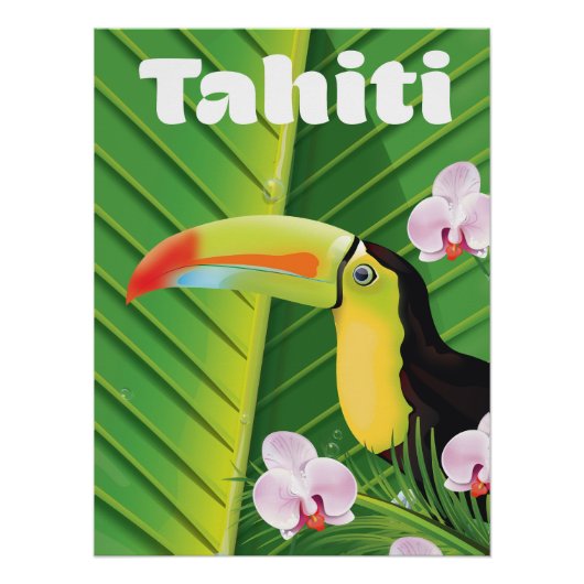 タヒチオオハシ旅行のプリント ポスター (正面)