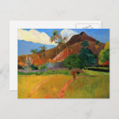 タヒチゴーギンの暖絵画かいカラフルの山々 ポストカード (正面/裏面)
