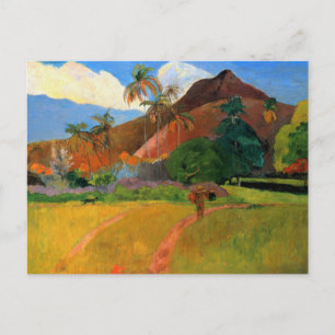 タヒチゴーギンの暖絵画かいカラフルの山々 ポストカード