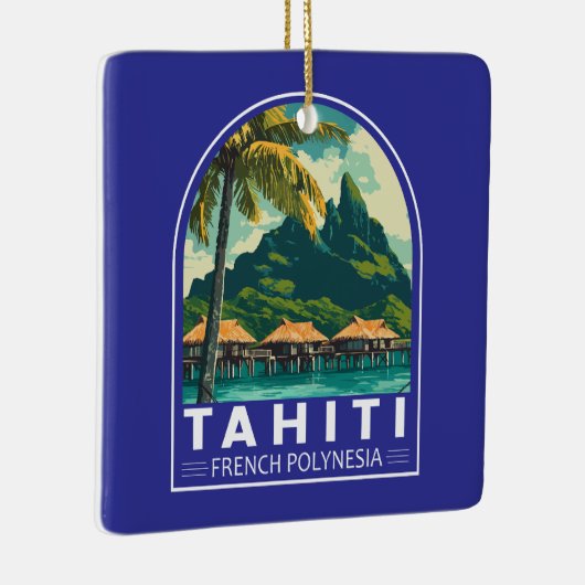 タヒチフランスのポリネシアトラベルアートエンブレム セラミックオーナメント (右)