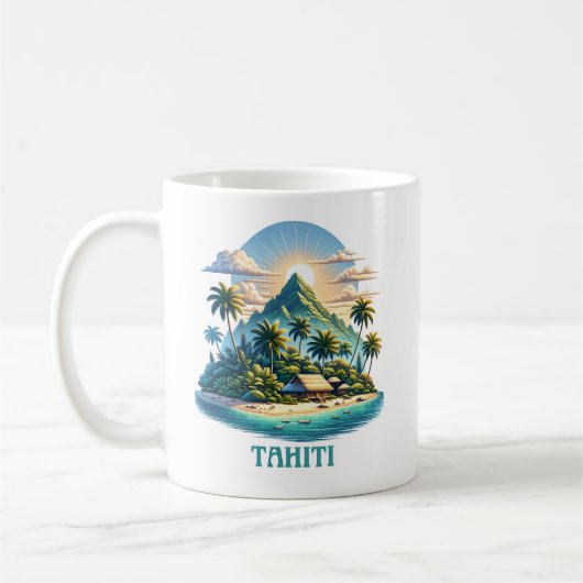 タヒチフランスのポリネシア南太平洋 コーヒーマグカップ (左)