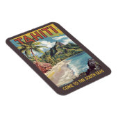 タヒチポリネシアフランスのパインターリートラベルアートレトロ マグネット (右側)