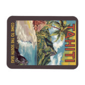 タヒチポリネシアフランスのパインターリートラベルアートレトロ マグネット (横)