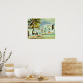 タヒチヴィンテージ写真はがき ポスター (キッチン)