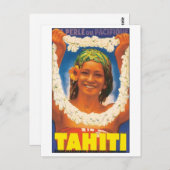 タヒチヴィンテージ旅行ポスター ポストカード (正面/裏面)