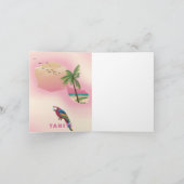 タヒチ地図図解入りの、写真付きの旅行ポスター ノートカード (内部)