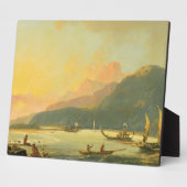 タヒチ島マタバイ湾のタヒチアン戦争ガレー， 1766 フォトプラーク (側面)