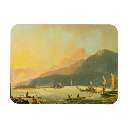 タヒチ島マタバイ湾のタヒチアン戦争ガレー, 1766 マグネット (横)