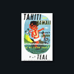 タヒチ島ヴィンテージ旅行ポスター復元 キャンバスプリント<br><div class="desc">海の亀に乗っている少年を示す修復されたデジタル強化された旅行ポスター。不完全性の除去。色を修正。</div>