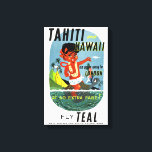 タヒチ島ヴィンテージ旅行ポスター復元 キャンバスプリント<br><div class="desc">海の亀に乗っている少年を示す修復されたデジタル強化された旅行ポスター。不完全性の除去。色を修正。</div>