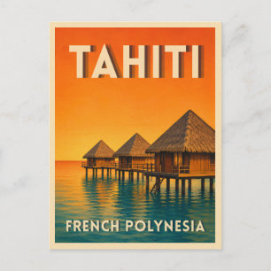 タヒチ島 フランス領ポリネシア 日没 ビンテージ旅行 ポストカード