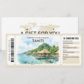 タヒチ旅行搭乗券チケット 招待状 (正面/裏面)